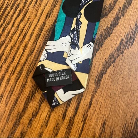 Vintage Disney Mickey Mouse Showtime Entertainment Tie Navy & Tan Silk - Picture 10 of 10